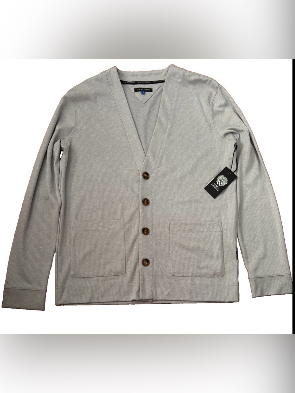 Vince Camuto Men's Light Gray V-Neck Button Cardigan - Small